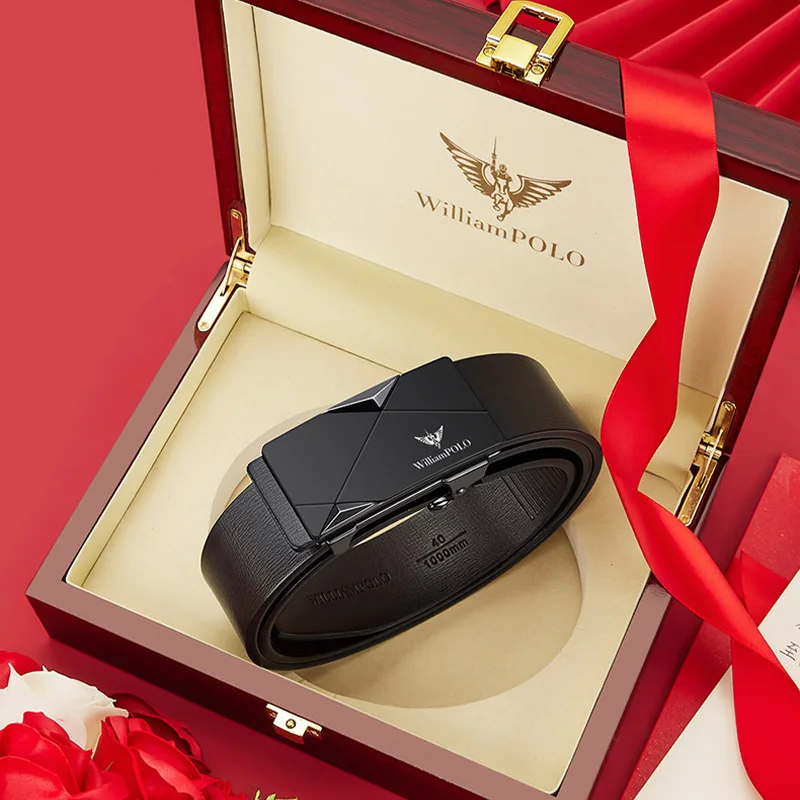 Ceinture en cuir haut de gamme pour hommes, ceinture à boucle automatique haut de gamme pour hommes, ceinture décontractée à la mode pour hommes