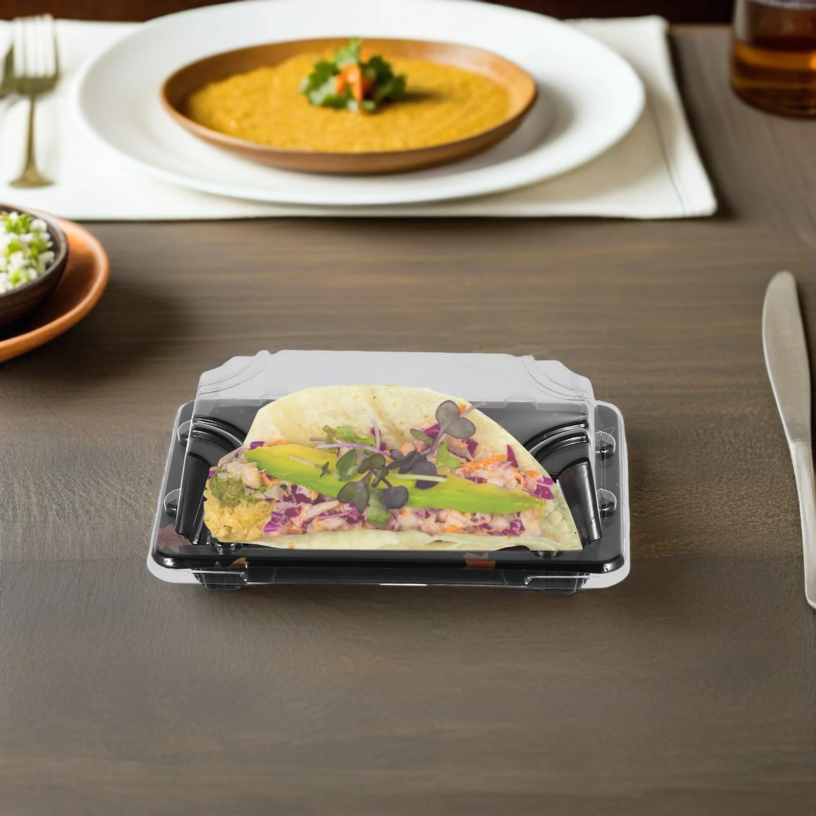 

50 PCS Disposable Sushi Box Cake Container Take Out Food Containers Mini Packaging Bakery Takeout Boxes for Carry