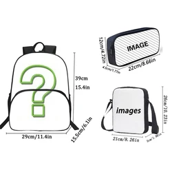 DIY 3Pcs Set School Backpack with Shoulder Bags Pencil Case ,Custom Your Image Logo for Child Backpack with Front Pocket