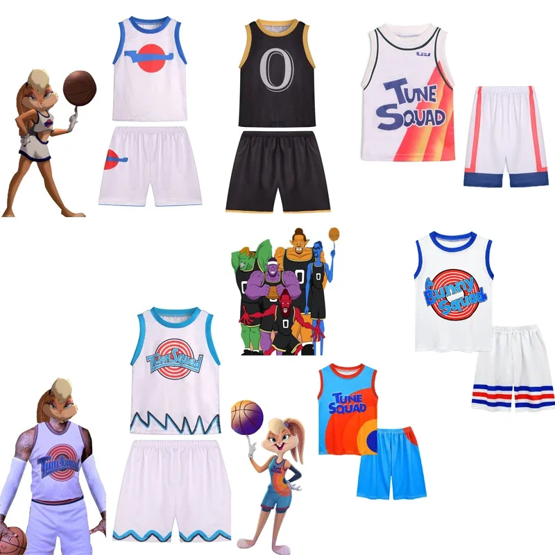 Children's Space Jam 2 Sports Basketball Suit, colete sem mangas, camiseta, calças, roupas de verão, Tune Squad, crianças, meninos, meninas