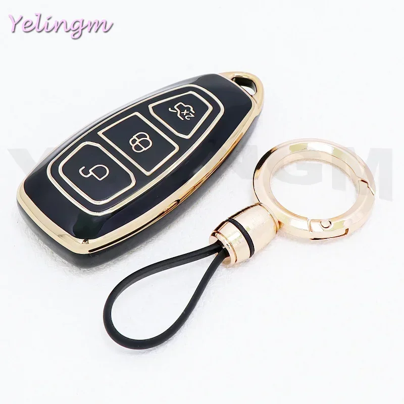 Funda para llave de coche de 3 botones para Ford C-Max Mondeo Kuga Fiesta Titanium Ford Focus 3 4 ST MK3 MK4, funda protectora para llave