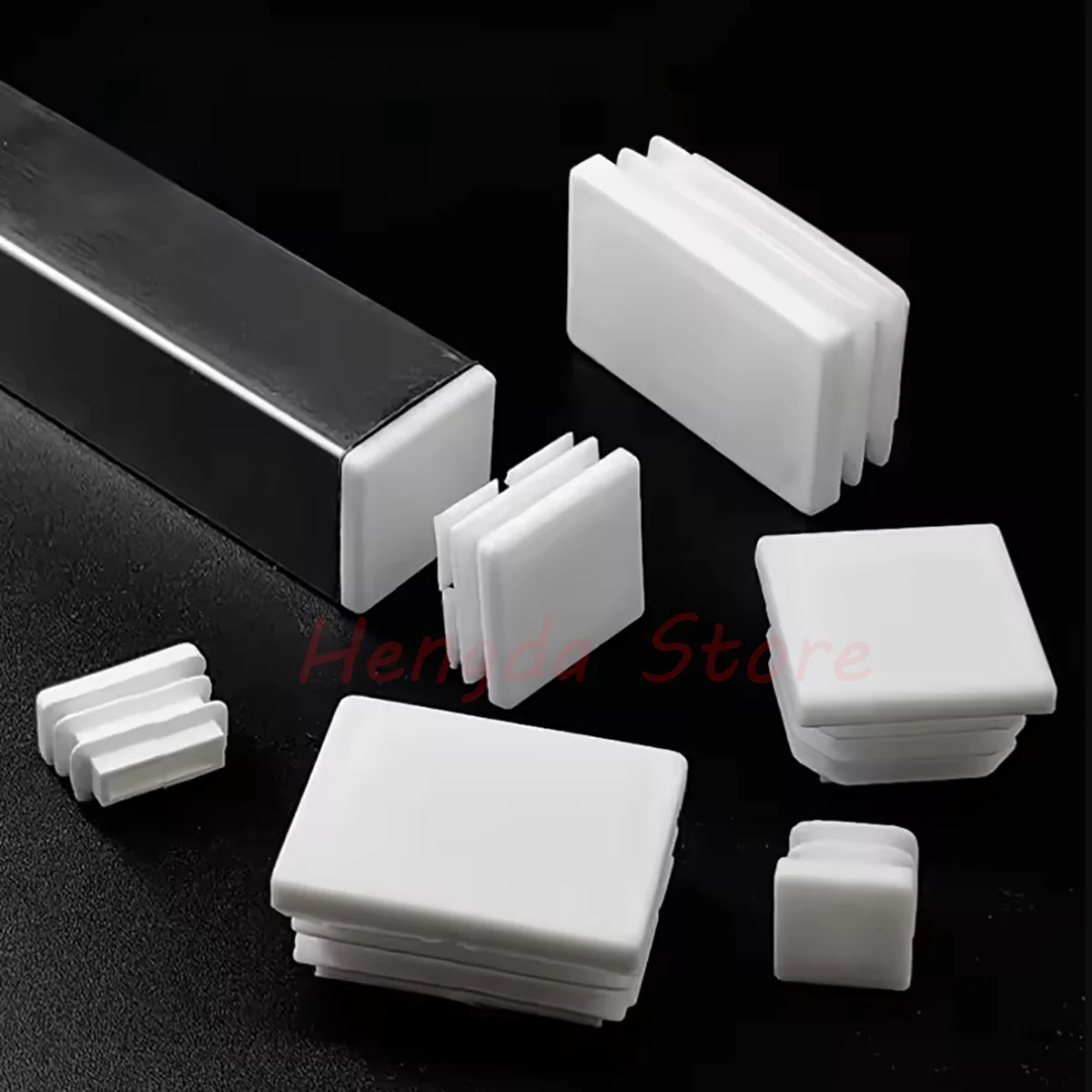 Square/Rectangle Plastic White Blanking End Cap Tube Pipe Inserts Plug Bung Cover Steel Table Chair Leg Feet Pad Width 10-100mm