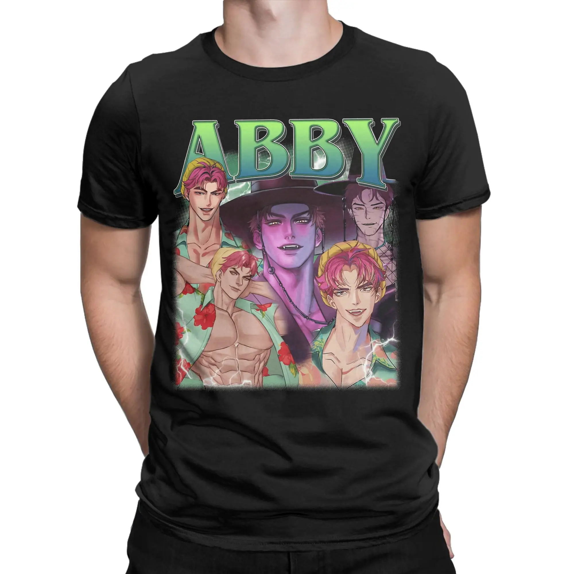 الرجال خمر آبي ساجا بنين Kpop شيطان الصيادين تي شيرت ملابس القطن الخالص رهيبة قصيرة الأكمام الجولة الرقبة تيز تي شيرت مطبوع #2