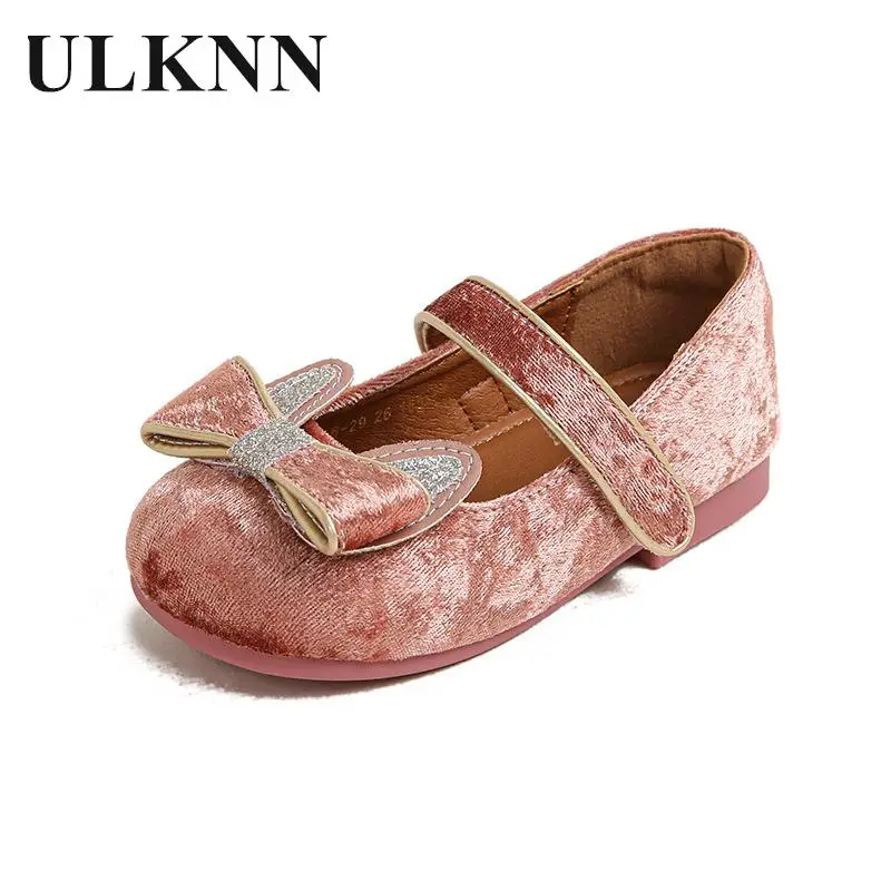 Girl's Pink Single Shoes Student Velvet Shoes New Children's Spanish Style Soft Sole Chinese Baby Bean Shoes Muller Shoes