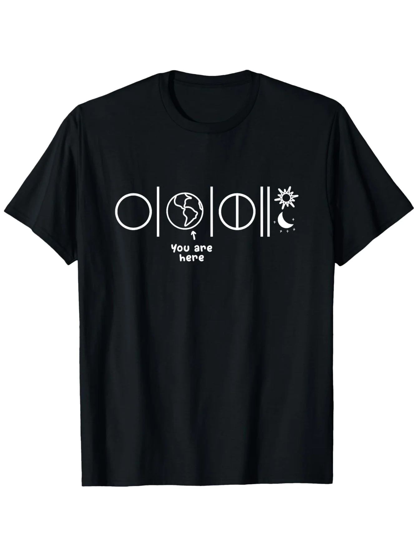 T-shirt You Are Here Mormon LDS Missionary 100 % coton 180 g/m² à col rond et manches courtes avec motif boussole, soleil et lune