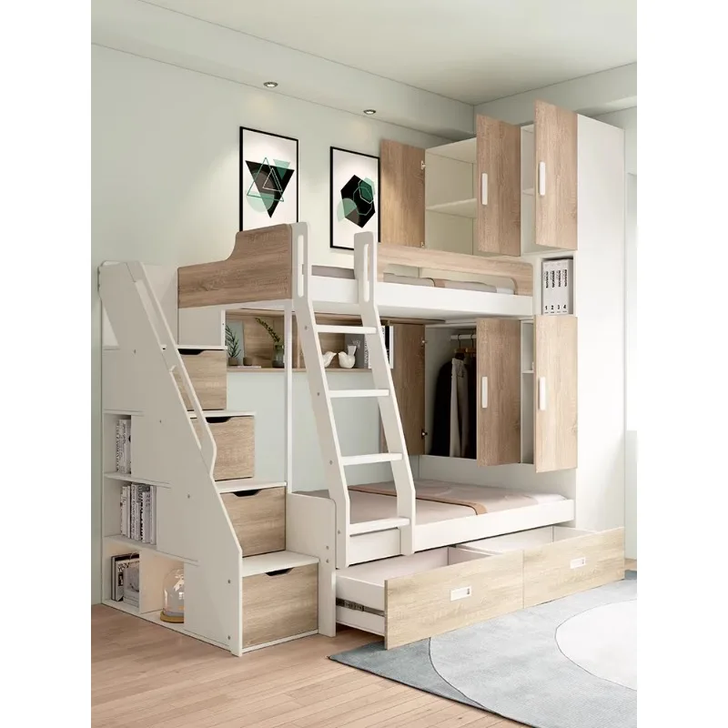 

Children's bunk bed, two-person bunk bed, wardrobe bed, integrated small apartment, multi-functional adult high and low