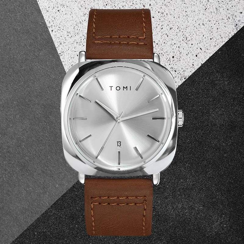 TOMI Men\'s Fashion Business Design Watch Square Small Disc Watch High Quality Minimalist Design Elegant Men\'s Watch Quartz Watch