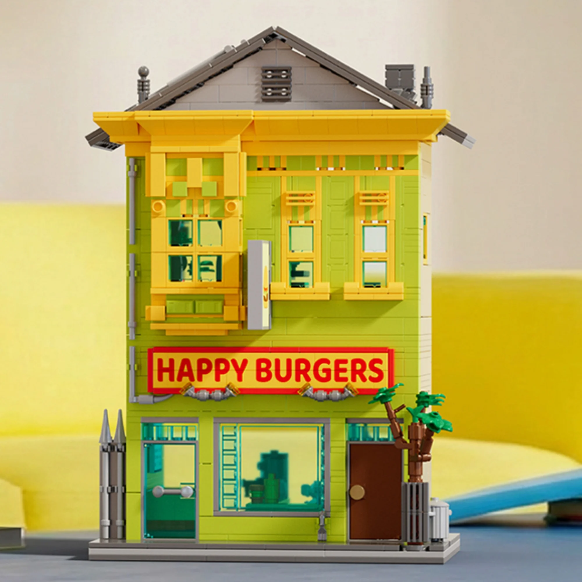 

1222PCS City Burger Shop Building Blocks Modular Street Architecture Model Brick Building Set Display Collection Gift for Adults