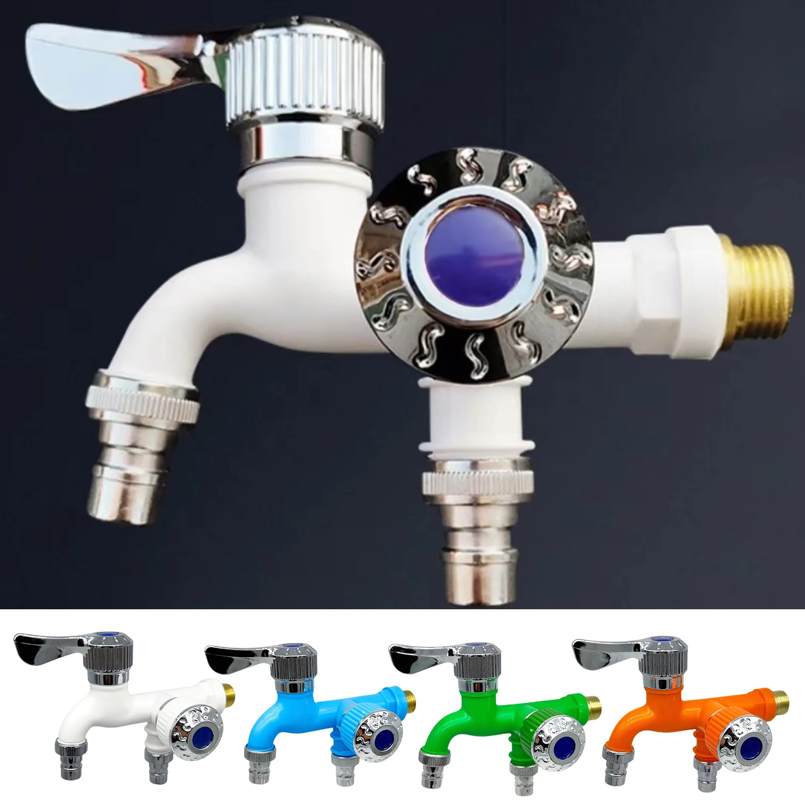 Washing Machine Faucet One-in-two-out Bathroom Faucet Wall Mounted Double Water Outlet Faucets Bathroom Accessories