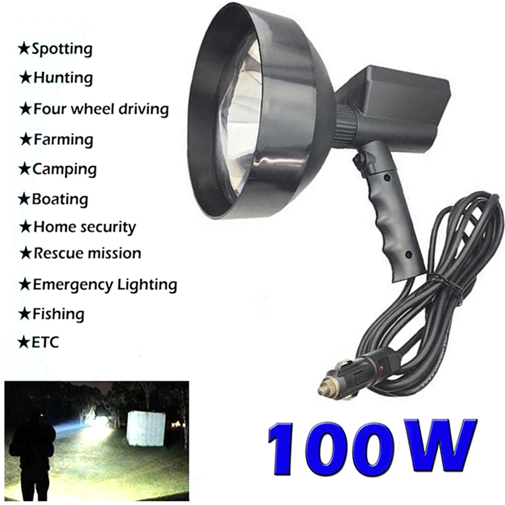 35W Handheld Light Remote Hunting Searchlight 100W Fishing Outdoor Car Handheld Lamp 7inch Strong Searchlight Working Light