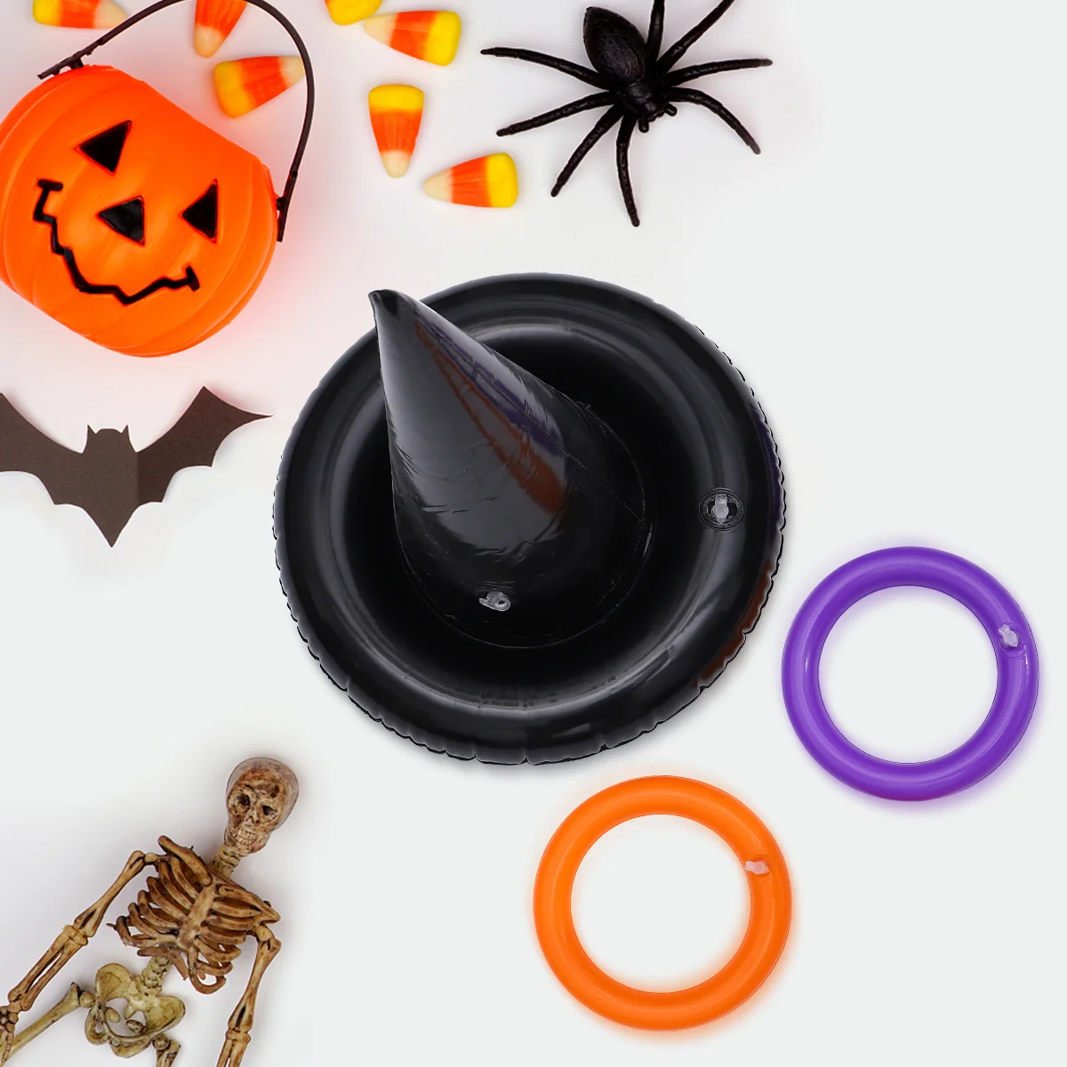 Toy Toys Inflatable Hat and Ring Toss Game Plaything Halloween Props Black Kids