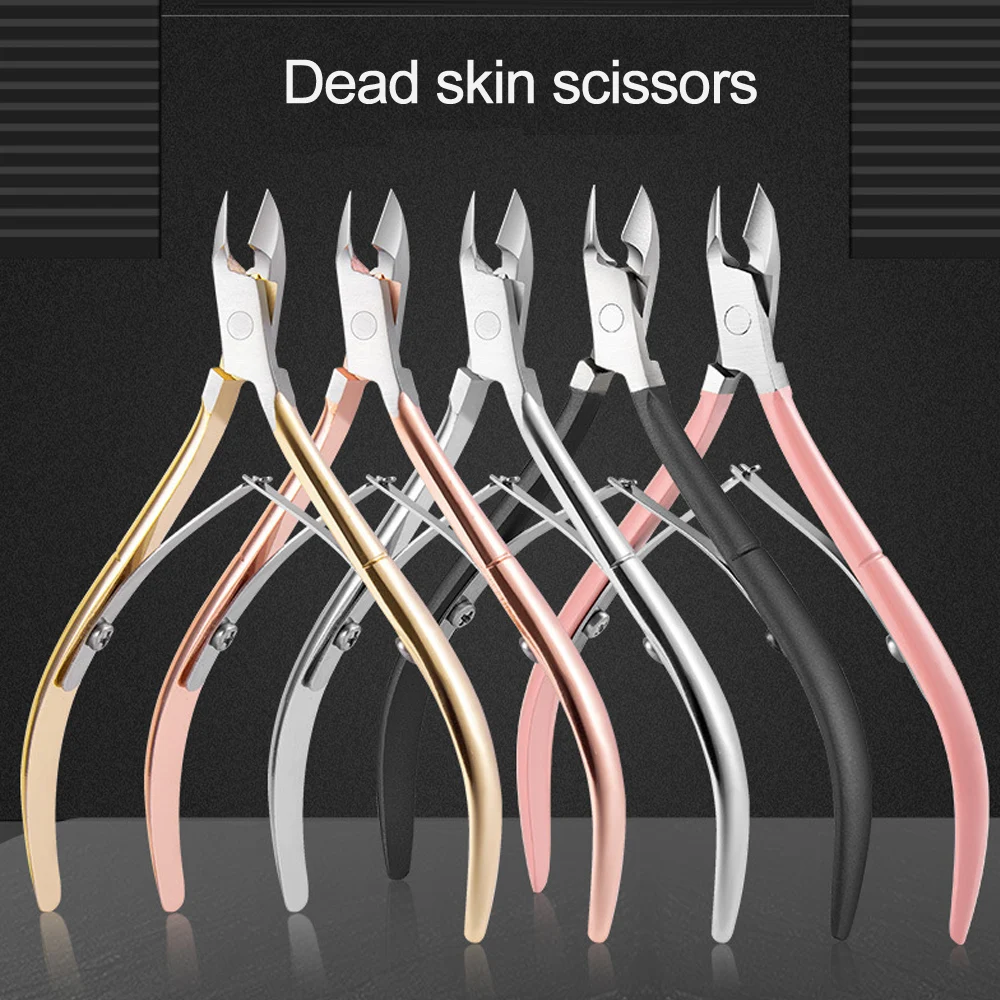 

1pcs Colored Titanium Gold Nail Nippers Scissors Red Dead Skin Scissors Professional Muti Function Cuticle Remover Nail Art Tool