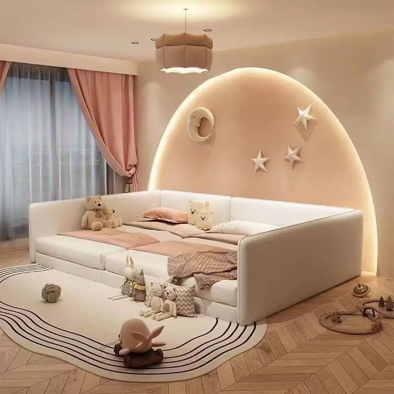 Mother and child bed splicing widened bedroom bed, second-child family bed, parent-child bed, family of four guardrail beds