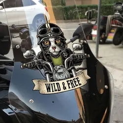 Biker Cat Motorcycle Stickers Removable Vinyl Decals for Motorbike Fuel Tank Windshield Motorcycle Helmet Cool Decoration