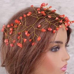 4ujewelry 29cm Orange Wine White Nature Coral Bridal Nigerian Headpieces Jewelry For Weddings Handmade