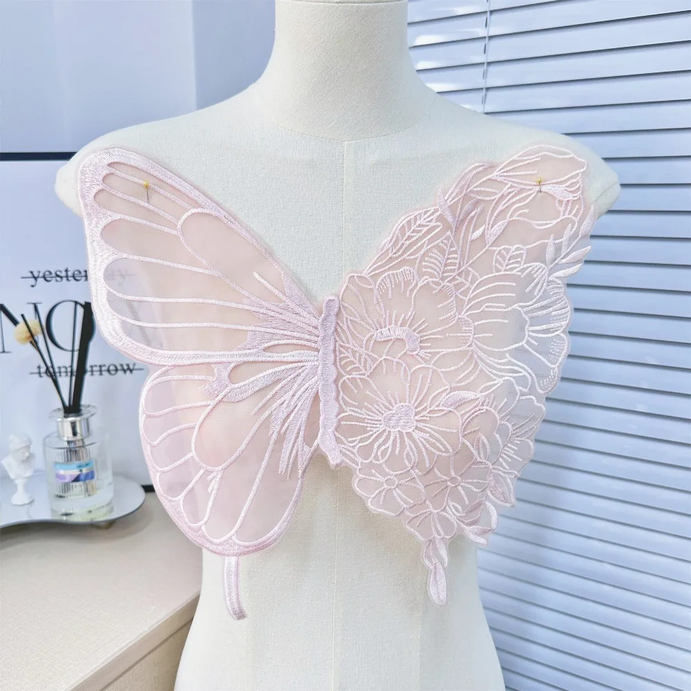 34 سنتيمتر فراشة التصحيح الدانتيل النسيج فراشة كبيرة التطريز فراشة طوق شبكة سترة معطف الملحقات