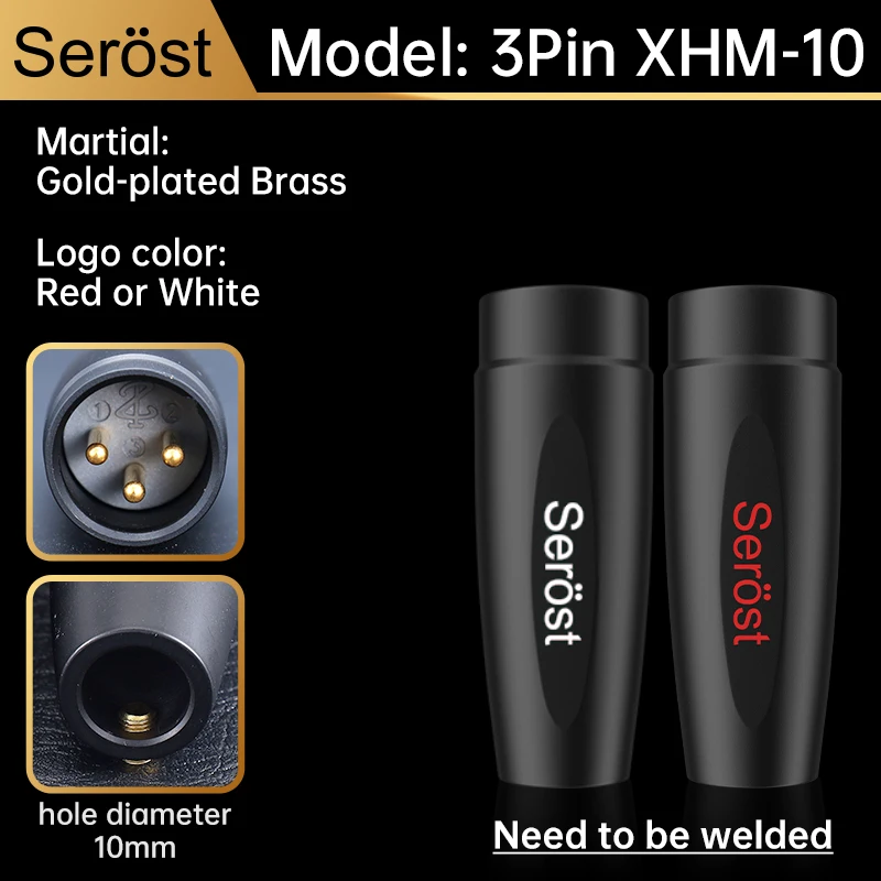 Serost HiFi Audio 3-Pin/4-Pin XLR-Stecker Vergoldeter Messing-Balance-Kabelstecker Männlich Weiblich XLR-Anschluss für Mikrofon, Mischpult, Lautsprecher – Detail 8