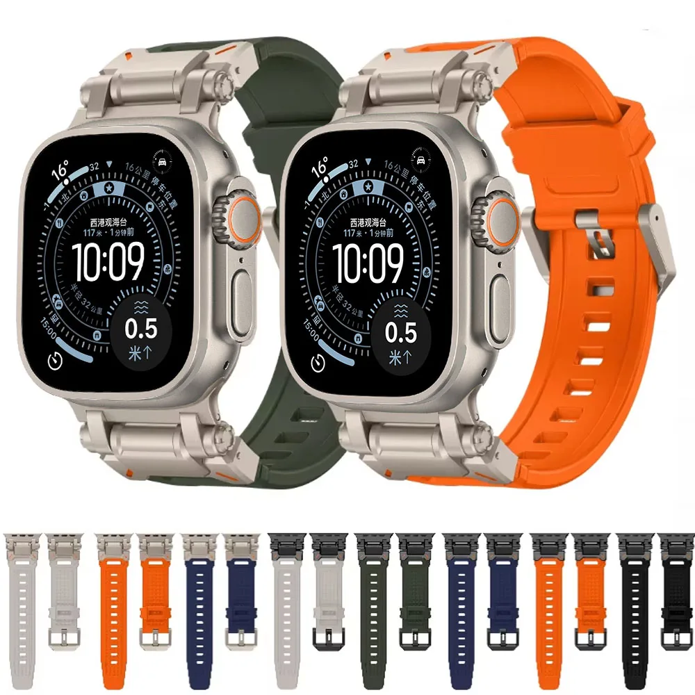 

Мягкий резиновый ремешок для Apple Watch Ultra 3 2 Band 49 мм 46 мм 45 мм 42 44 мм Роскошный браслет для IWatch Series 11 10 9 8 7 6 5 Correa