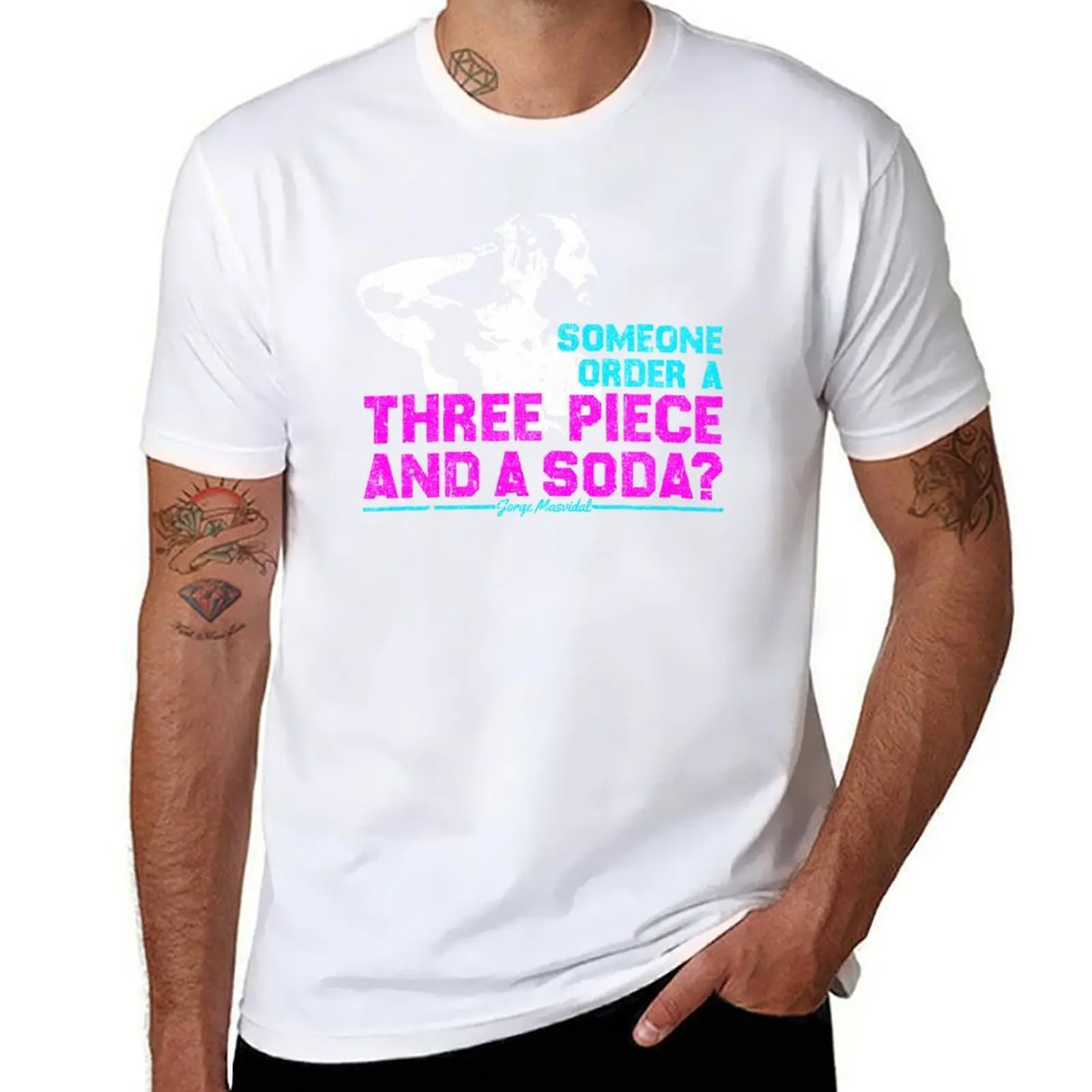 

Three Piece And A Soda - Jorge Masvidal T-Shirt anime t shirts oversize t shirts for man graphic vintage T-Shirt