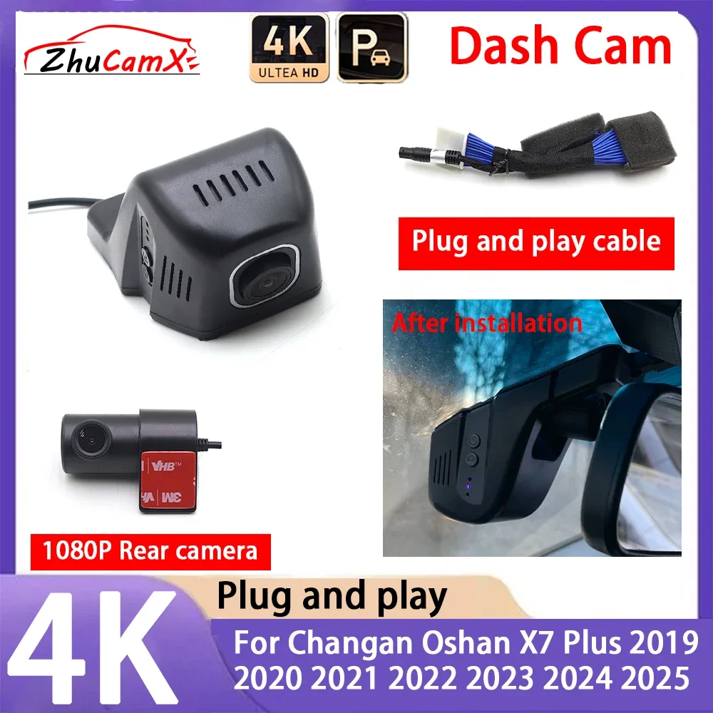 

ZhuCamX 4K 2160P Car Camera Plug and Play UHD Dash Cam Night Vision for Changan Oshan X7 Plus 2019 2020 2021 2022 2023 2024 2025