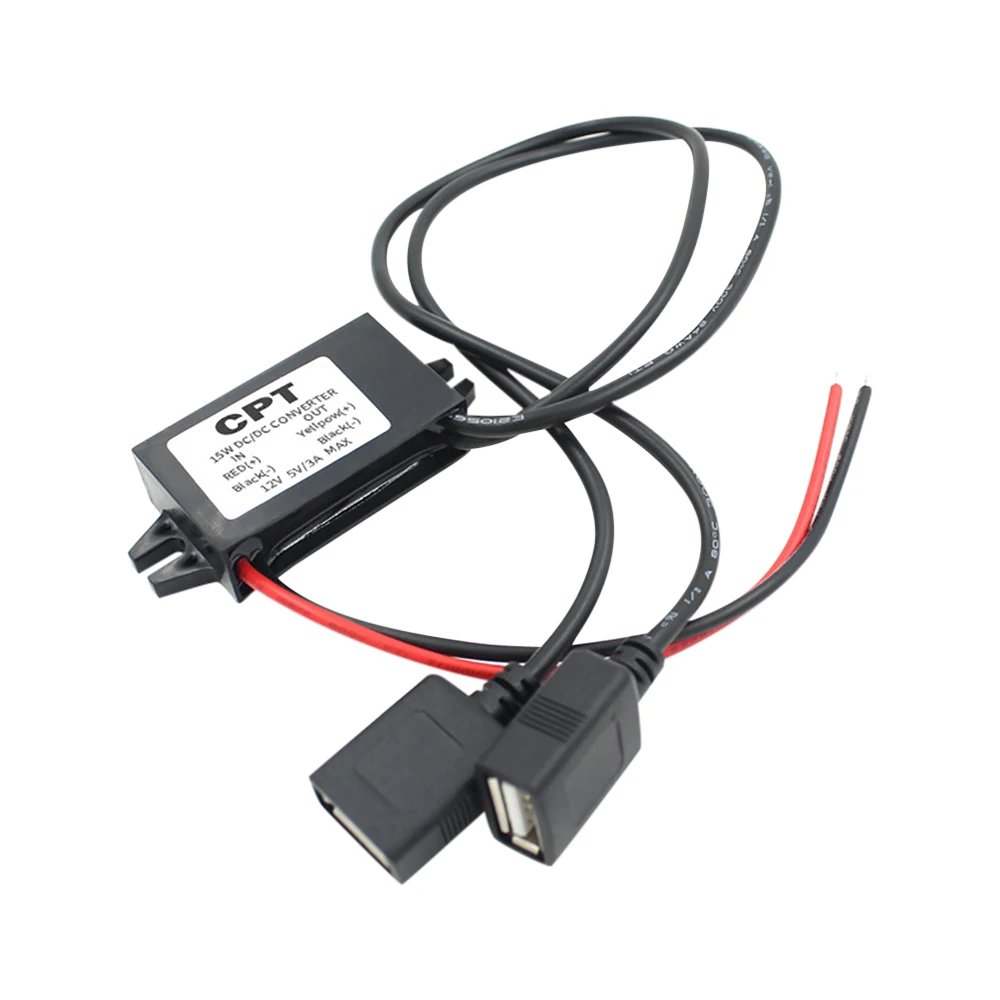 12V to 5V 3A 15W DC-DC Car Power Converter Step Down Buck Power Supply Module Double USB Car Charger Adapter