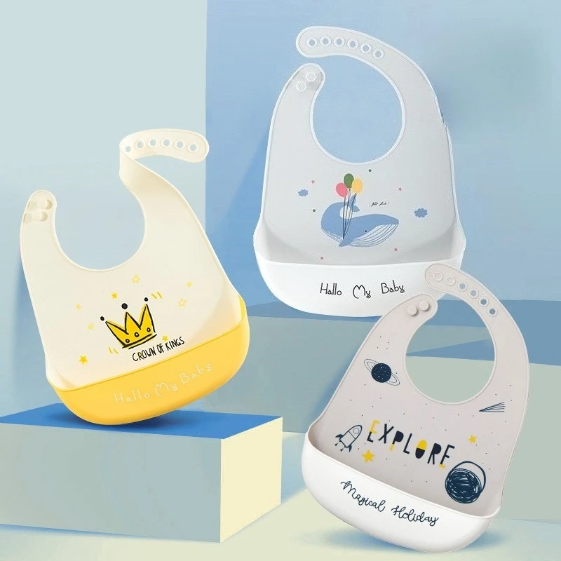 

Ins Food Grade Silicone Bib Baby Food Bag Baby Saliva Bib Waterproof and Anti-dirty Children's Saliva Pocket Summer
