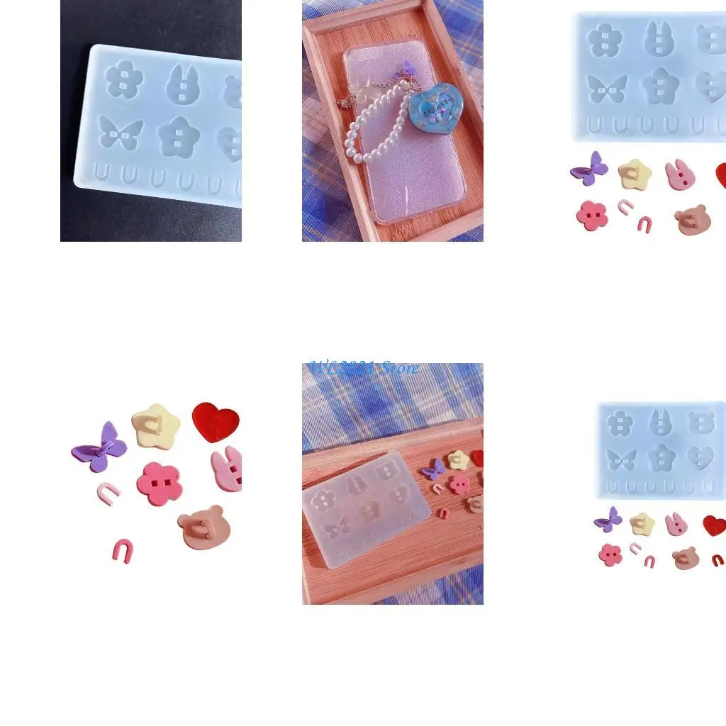 

G5GC Keychain Holder Resin Molds for Phone Decorations Pendant Hangers Silicone Mold