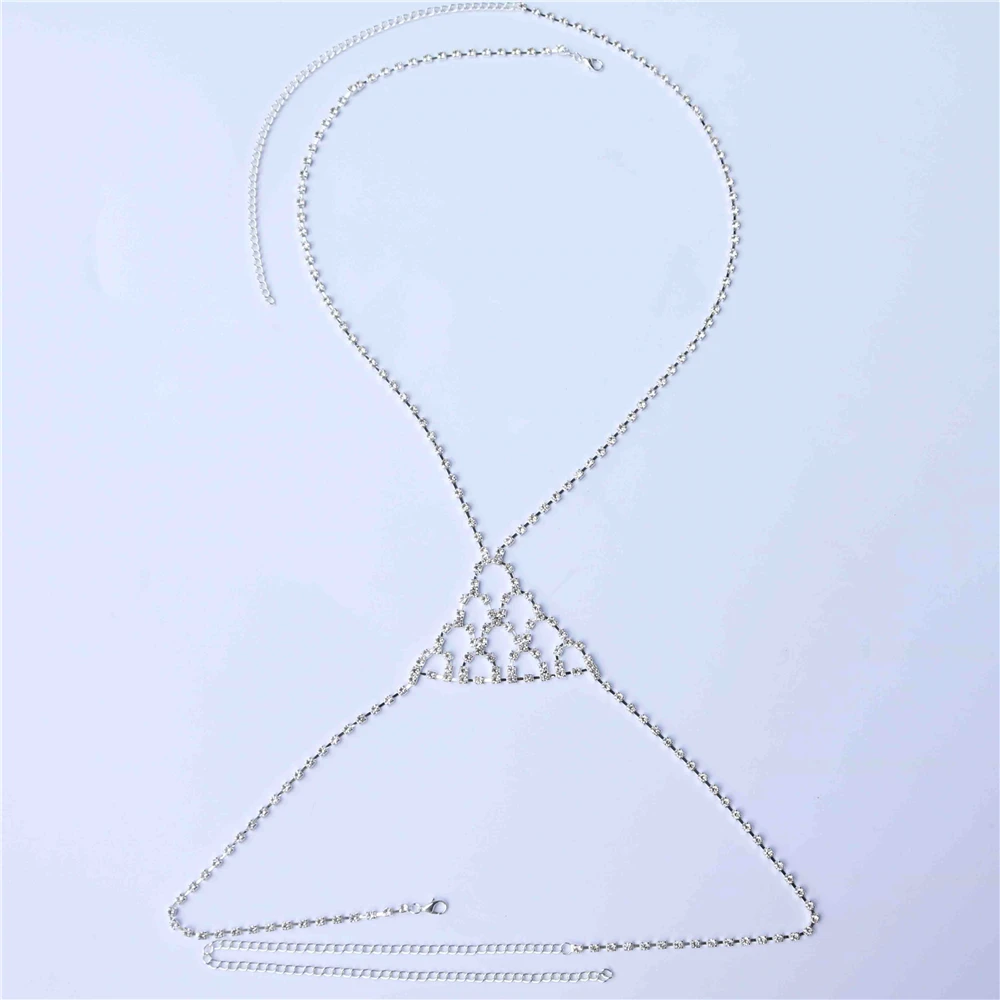 Fashion Simple Body Accessories For Women Summer Sexy Bikini Cross Chest Chain Harness Chain Jewelry Charm Body Necklace