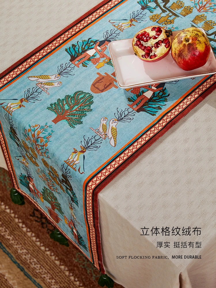 Vintage Table Runner Hand-Painted Tea Towel Coffee Table TV Cabinet Decorative Cloth Custom Design