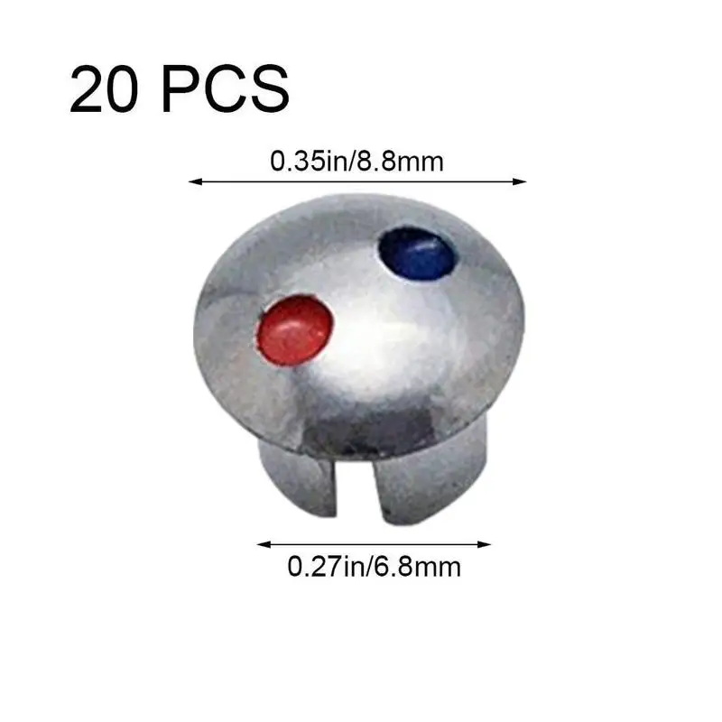 20 stücke Wasserhahn Griff Heißes Kaltes Wasser Zeichen Rot Blau Label Dekoration Abdeckung Heiß Kalt Wasserhahn Anzeige Wasserhähne Ersatz teil