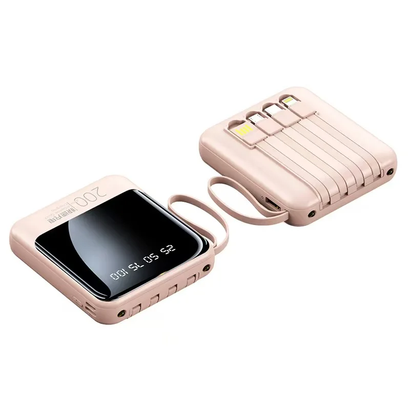 

Портативное зарядное устройство (Power Bank) 5V 2A 10000mAh с зеркальным экраном, LED-дисплеем и встроенным кабелем