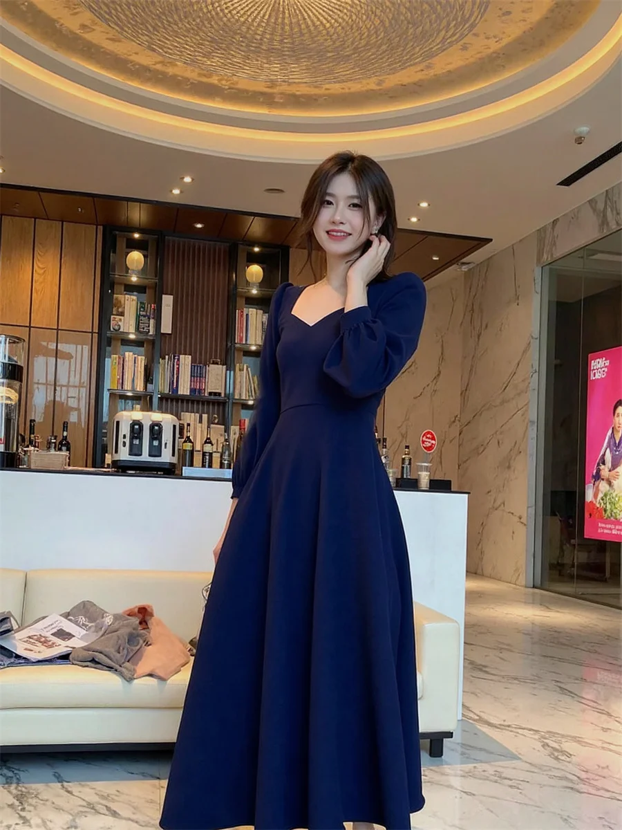 فستان نسائي لخريف 2025 بأكمام واسعة منتصف العجل بلون سادة Cottagecore Fairycore جماليات جمالية أدبية بوهو بوهيمية #1