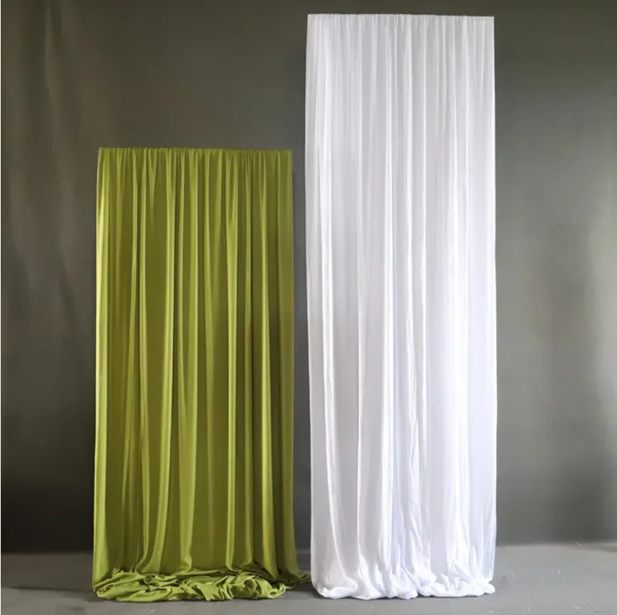 

Milk Silk Fabric Curtain Wedding Decorative Arch KT Board Telescopic Rod Support Veil Background Props Wedding Scene Decoration