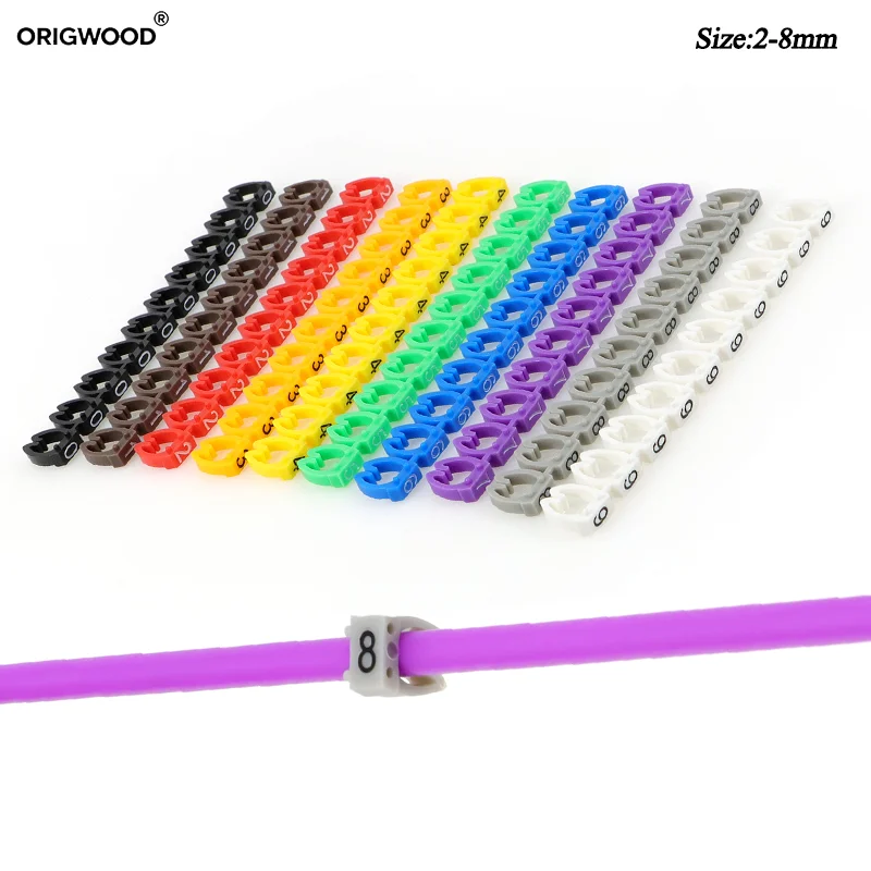 1/3/8 Bag 100/150P Colourful M-Type Marker Number Tag Label For 2-8mm Network Cable Wire Marker Tag Label for Cat5 Cable Markers