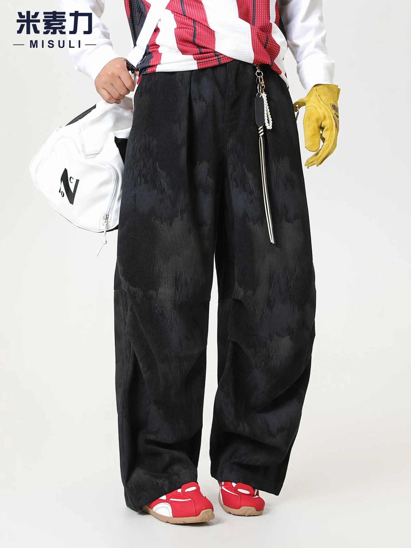 

Trendy American Casual Pants Men's Vintage Barn Sle Design Dir Pattern Print Floor-Length Straight Leg Trousers