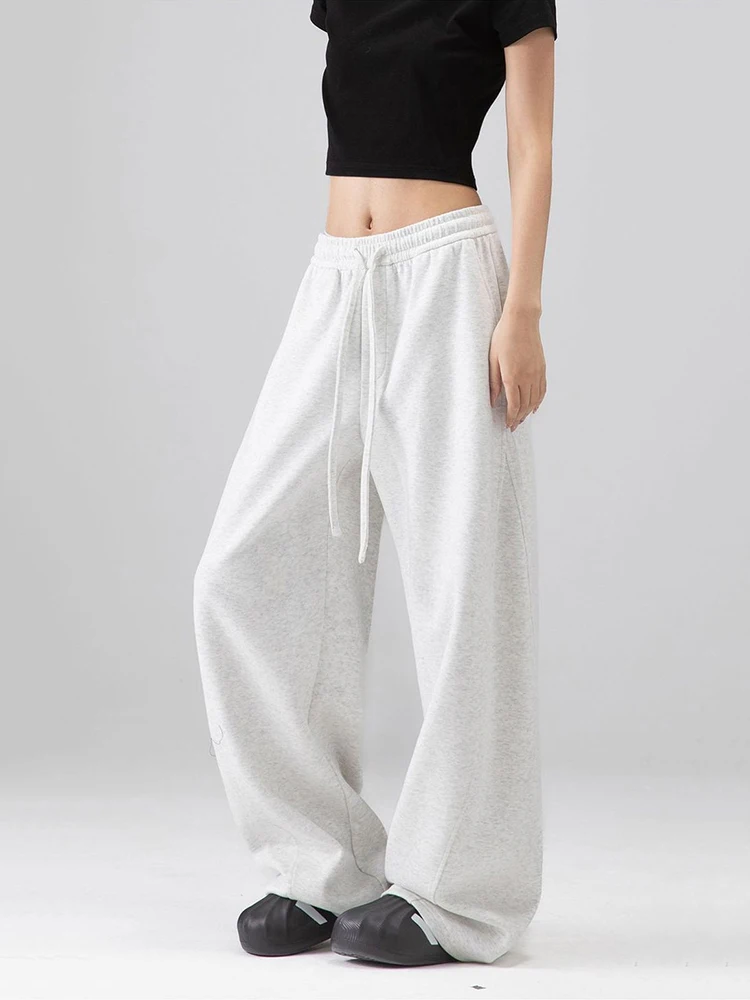 American Streetwear Women Sweatpants Y2K High Waist Drawstring Loose Wide Leg Pants Bf Spring All Match Scimitar Trousers New