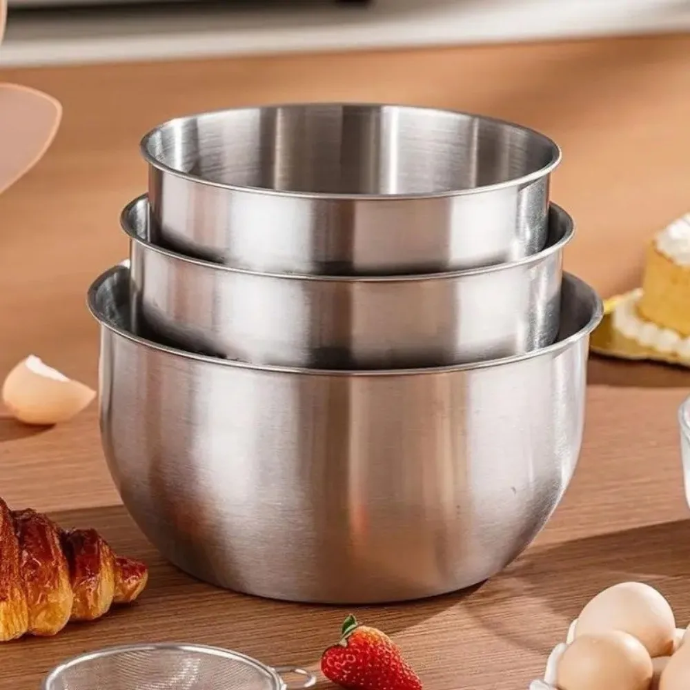 Stainless Steel Mixing Bowl Splash Proof Household Salad Egg Beating Basin Deep Design Bread Cake Fruit Container