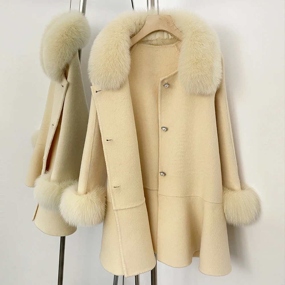 Elegante wollen jassen en jacks dames damesjas wollen en trenchcoats echte bontjassen voor dames 2025, herfst dameskleding