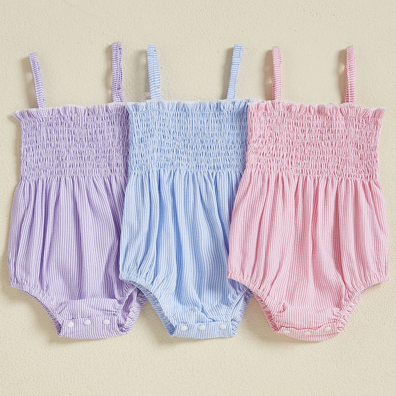

Summer Newborn Infant Girl Clothes Fashion Stripe Print Sleeveless Supender Rompers Jumpsuit Baby Girls Costume Clothing