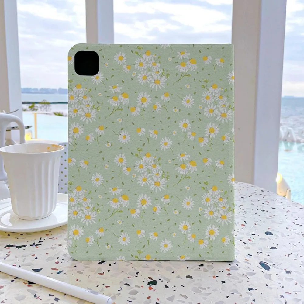 Daisy WildfloweriPad Case with pencil holder iPad Case for iPad Pro 12.9 11 iPad Air 9.7 Soft Back Cover For iPad 10.2  7 8 9 th