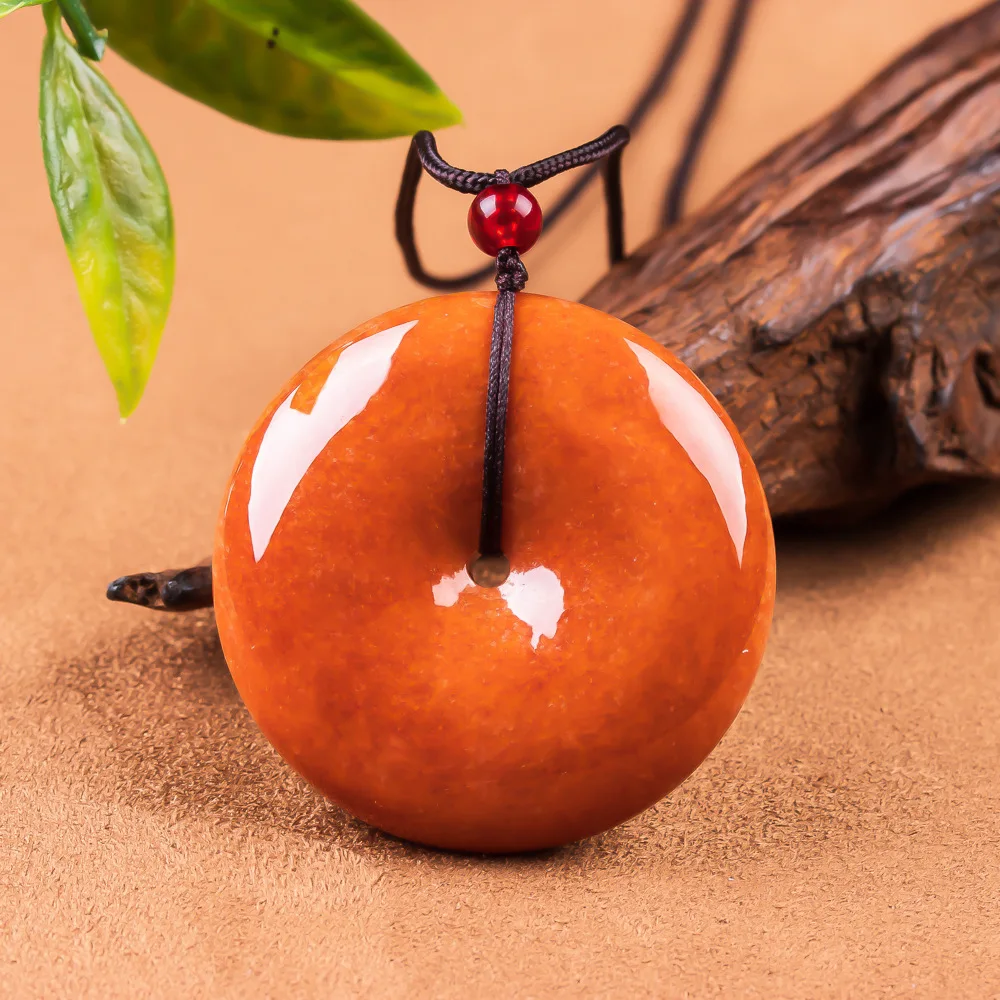 

Natural Burmese Jadeite Donut Pendant Necklace Talismans Real Jade Jewelry Vintage Gemstone Fashion Charm Gifts for Women