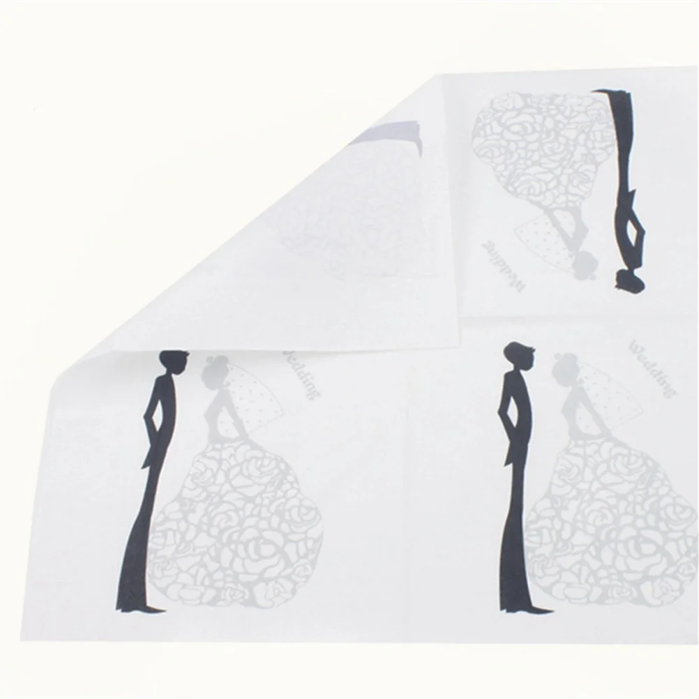 40 قطعة من المناديل الورقية الصديقة للبيئة المطبوعة نمط العروس والعريس زينة حفلات الزفاف مناديل الحفلات الجميلة