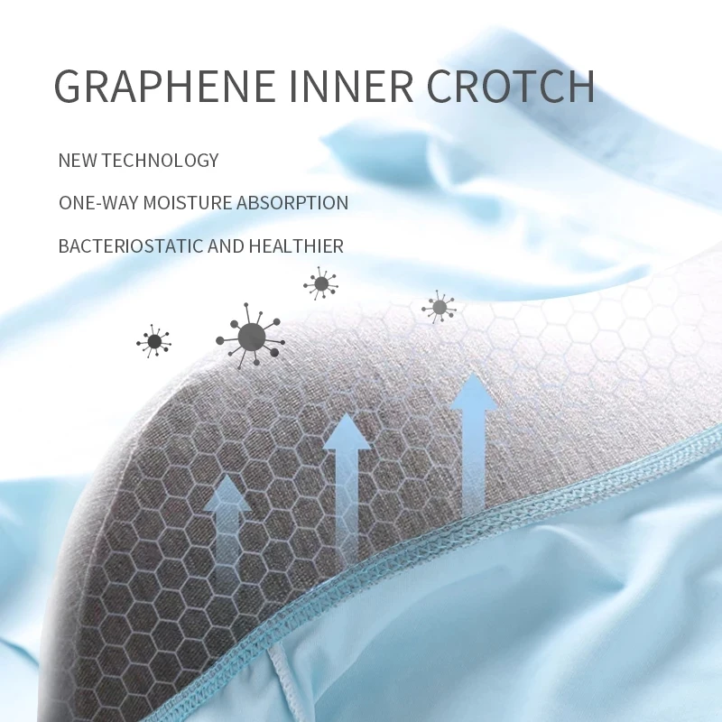 4Pcs Men Boxer Shorts Graphene Antibacterial Ice Silk Underwear Boxershorts Seamless Breathable Male Panties 5XL