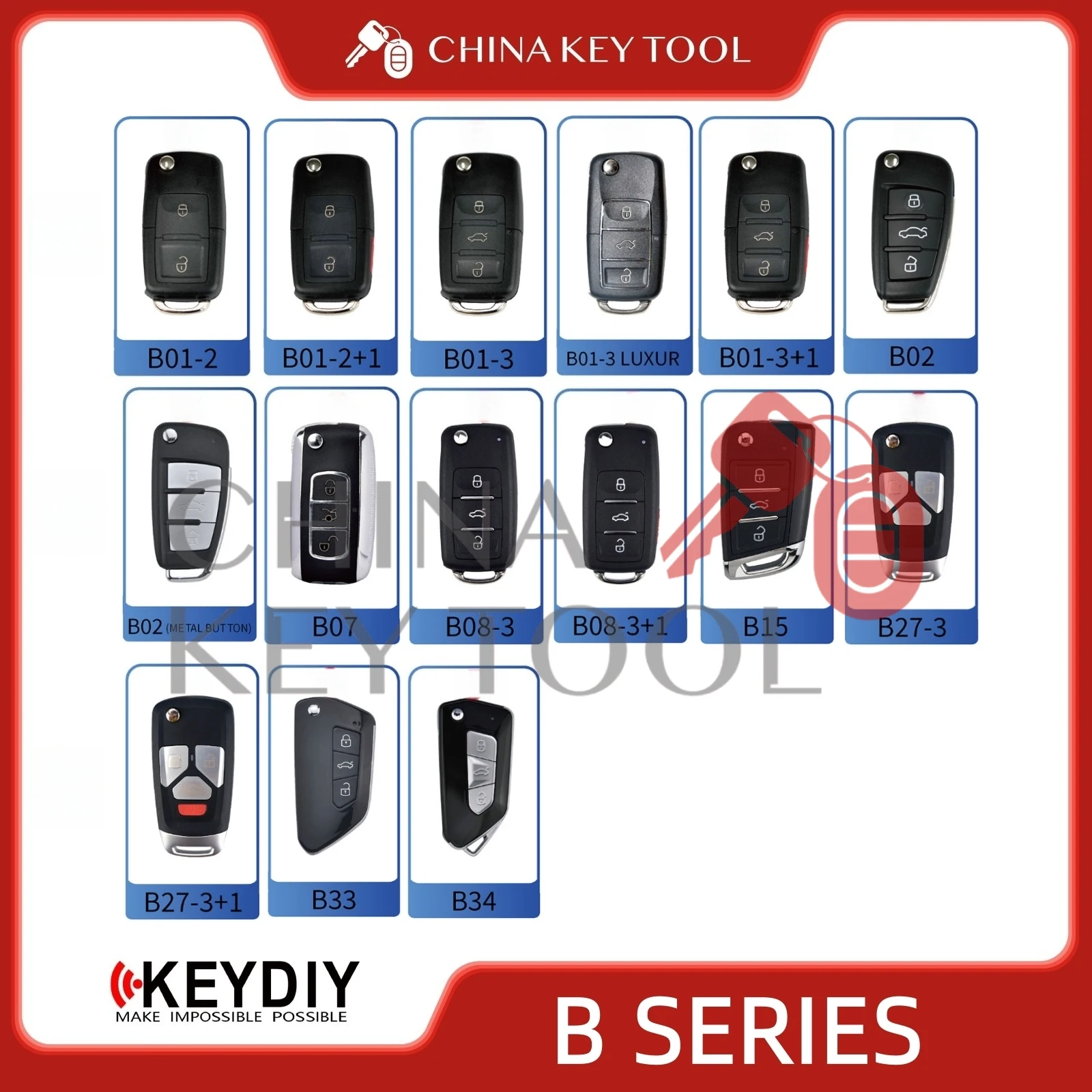 KEYDIY B Series Remote Key B01-2 B01-3 Luxury B01-3PLUS1 B02 (Metal Button) B07 B08-3 B08-3+1 B15 B27-3 B27-3PLUS1 B33 B34