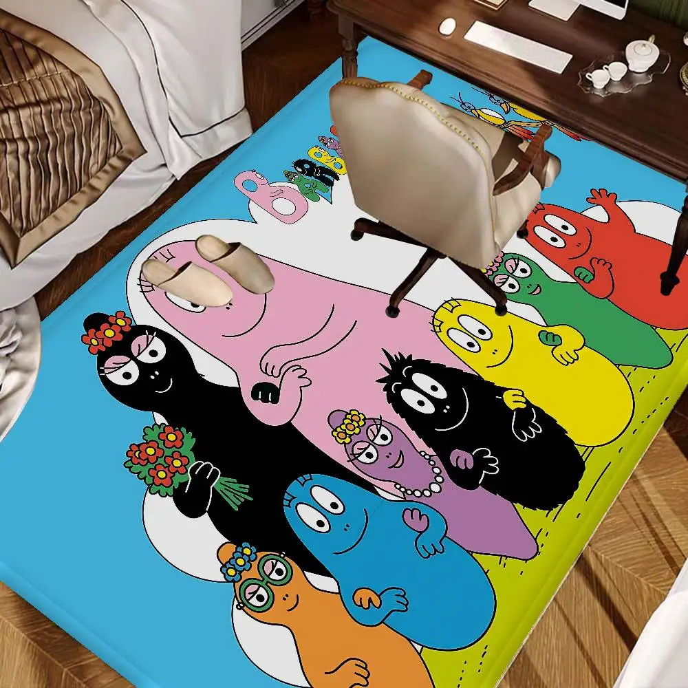 Cute Cartoon Les Barbapapa Hallway Carpet Washable Non-Slip Living Room Sofa Chairs Area Mat Kitchen Doormat Area Rug