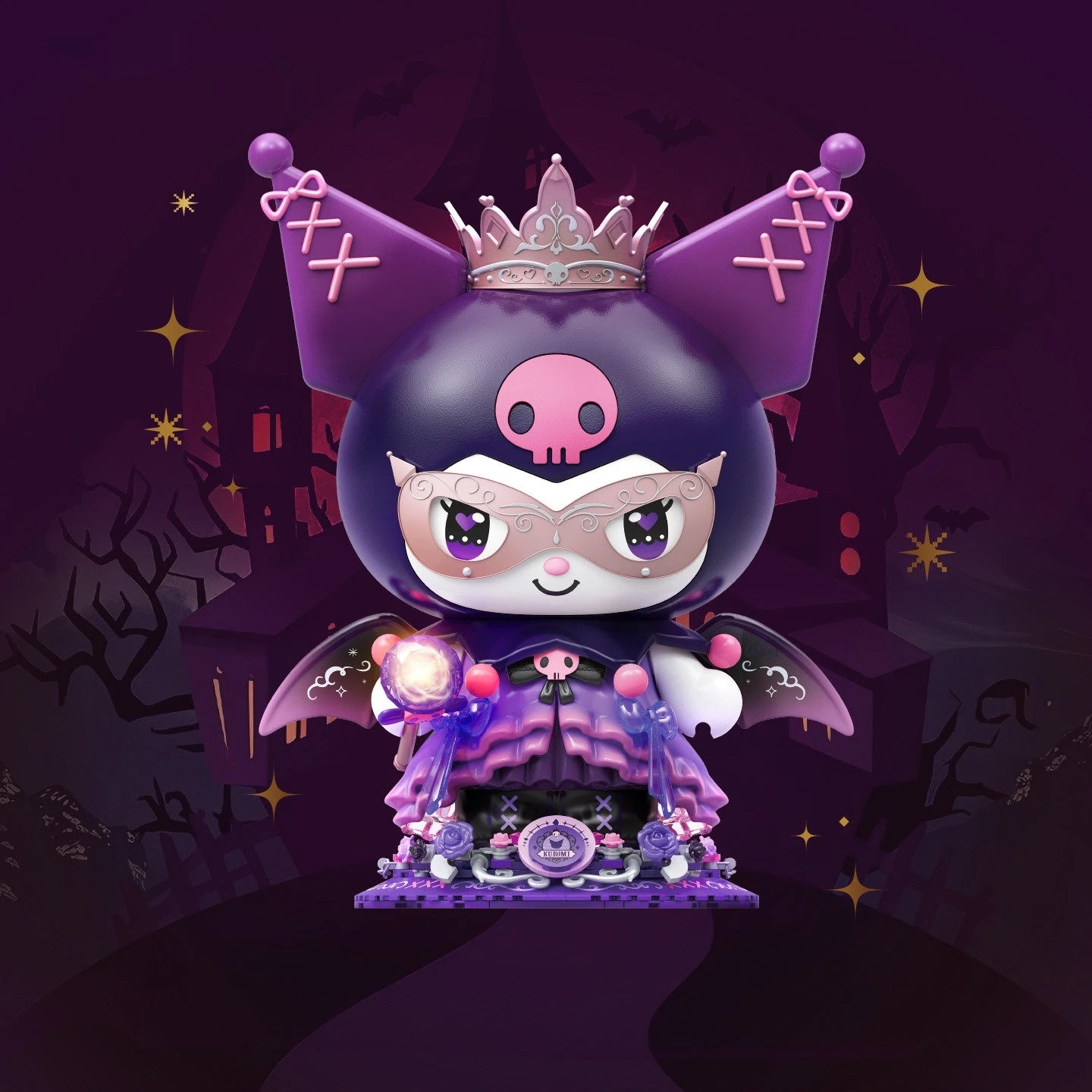 

New Sanrio Purple Kuromi Night Castle Mass Assembly Toy Desktop Decoration Model Collection Dec Figure Children Birthday Gift