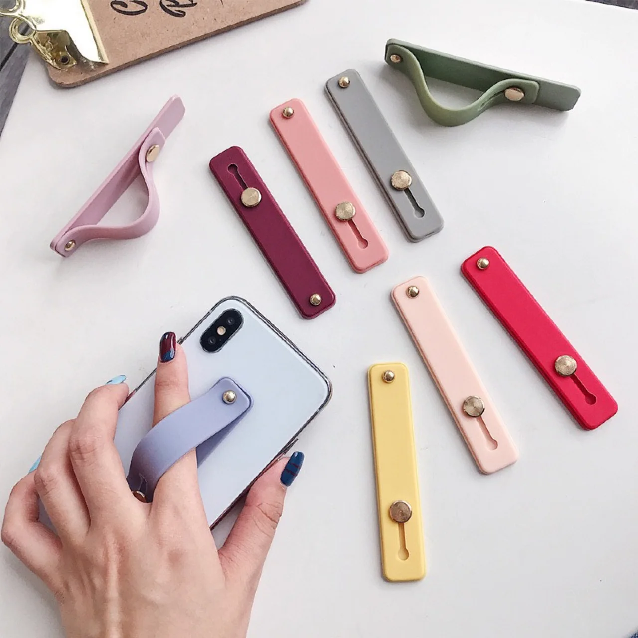 Wrist Band Hand Band Finger Grip Mobile Phone Holder Stand Push Pull Universal Plain Color Phone Socket Holder for iPhone Xiaomi - view 3