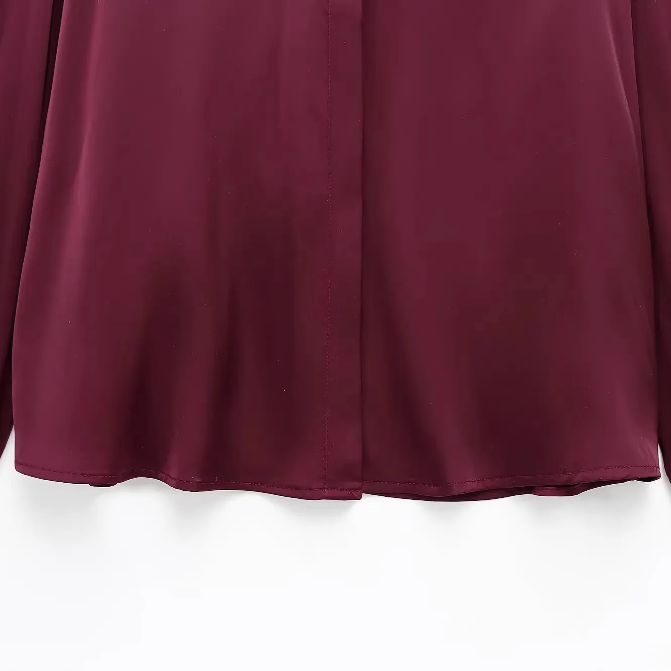 

ZAB Autumn New Women's Faion Gold Button Decorated Silk Satin Feel irt Street Sle Long Sve Turn-down Collar Polyeste...