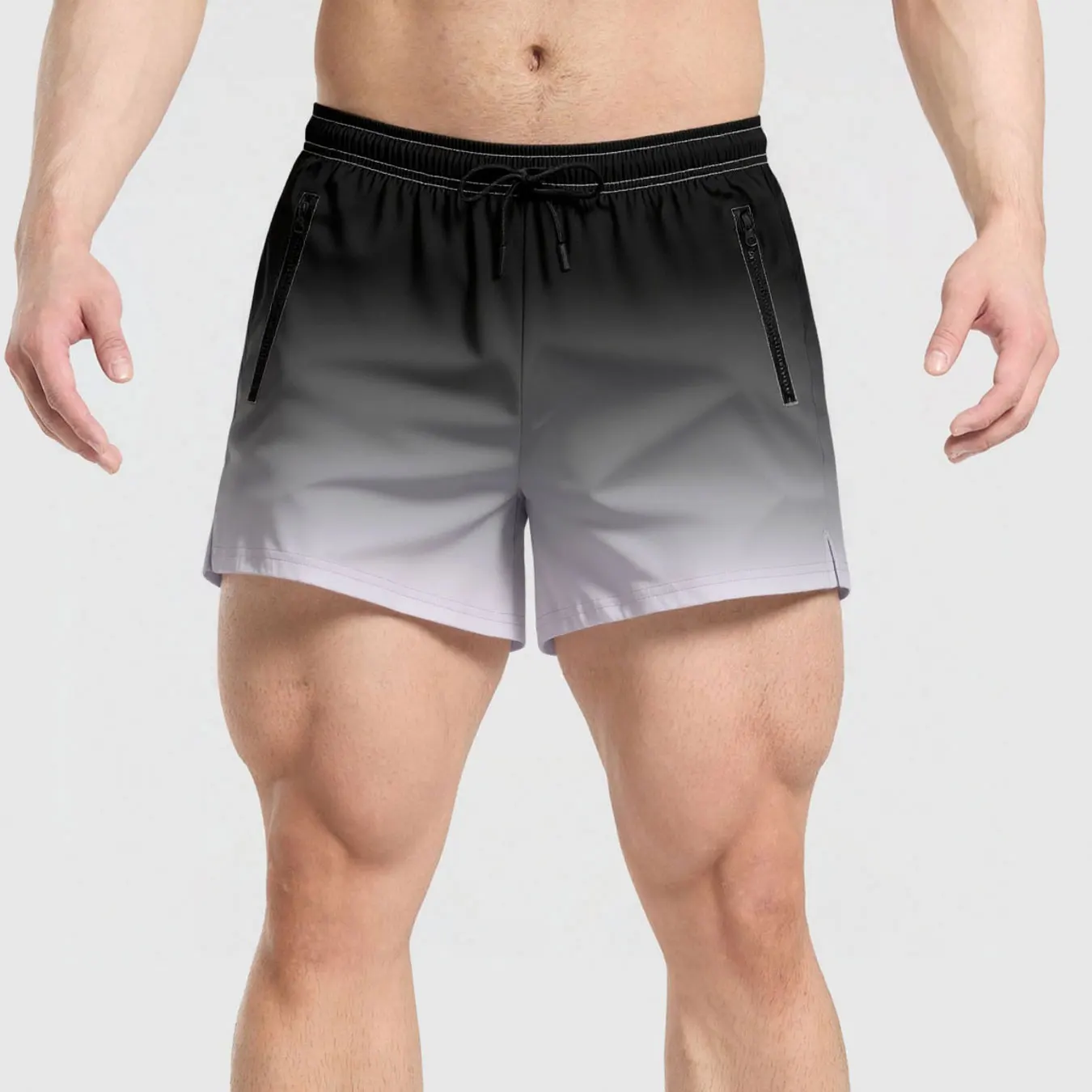 

Мужские летние спортивные шорты с карманами на молнии, градиентного цвета, быстросохнущие, дышащие, на подкладке, для серфинга, пляжа, бега и фитнеса