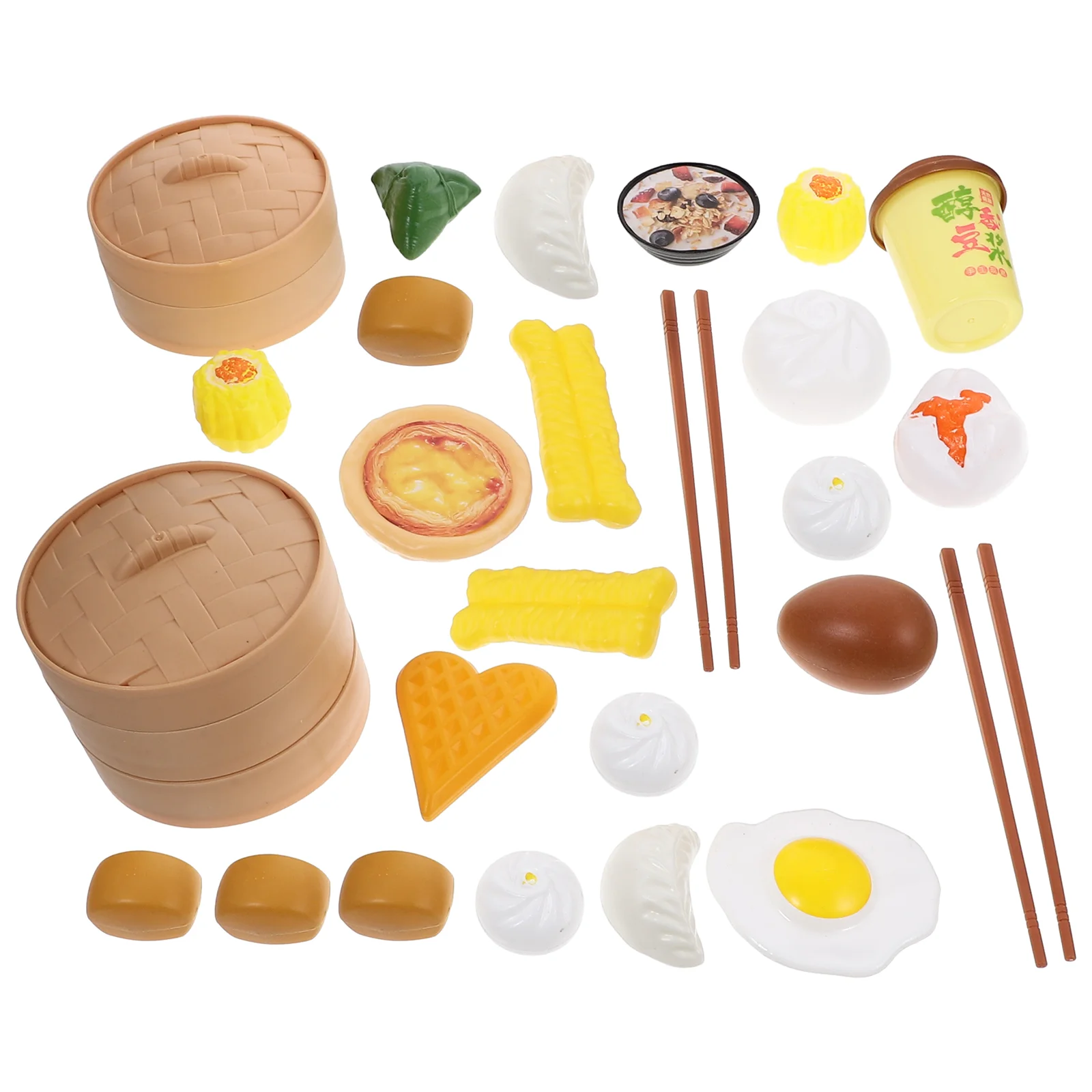 29 Pcs/2 Simulation Breakfast Toy Steamed Buns Fruit Dollhouse Kitchen Accessories Childrens Toys